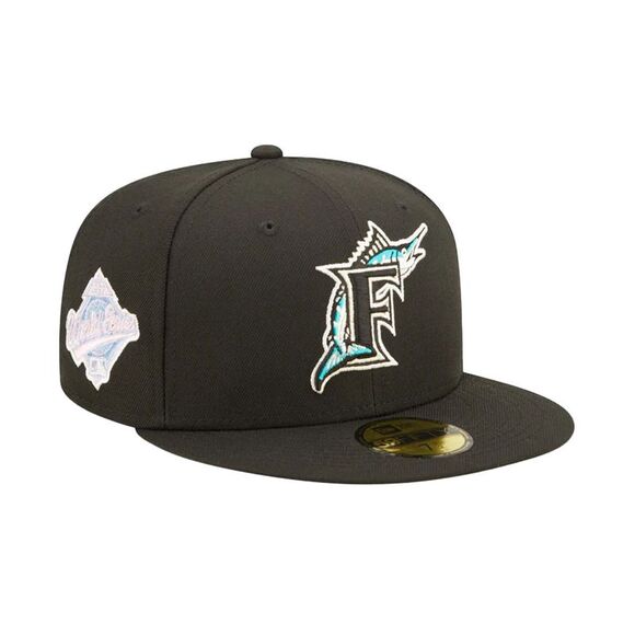 New Era Florida Marlins MLB 59Fifty Pop Sweat Fitted Hat Men Black